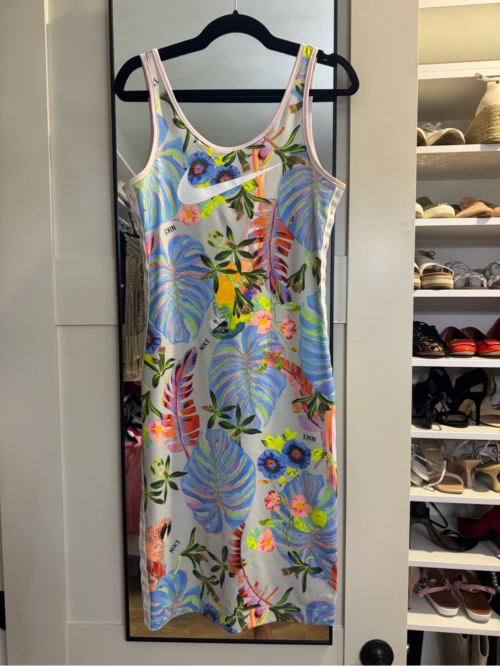 Nike Tropical Floral Tank Dress in Pastel Blue & Pink
